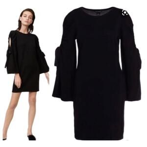 Club Monaco Sohrabia 100% Wool Bow Sleeve Mini Shift Dress Black Women's Medium
